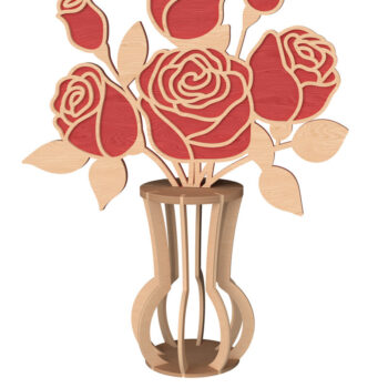 Intra απο ξύλο plywood 3mm-4mm πάχος Τρισδιάστατη δέσμη βάζου λουλουδιών Δίασταση 30x20 cm INTRAFABR-111957361 - Image 2