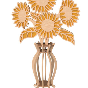 Intra απο ξύλο plywood 3mm-4mm πάχος Τρισδιάστατη δέσμη βάζου λουλουδιών Δίασταση 30x20 cm INTRAFABR-111957361 - Image 3