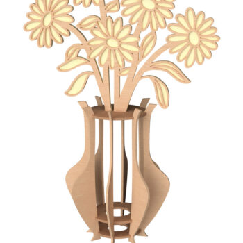 Intra απο ξύλο plywood 3mm-4mm πάχος Τρισδιάστατη δέσμη βάζου λουλουδιών Δίασταση 30x20 cm INTRAFABR-111957361 - Image 4