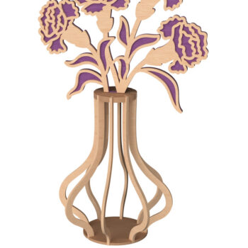 Intra απο ξύλο plywood 3mm-4mm πάχος Τρισδιάστατη δέσμη βάζου λουλουδιών Δίασταση 30x20 cm INTRAFABR-111957361 - Image 5