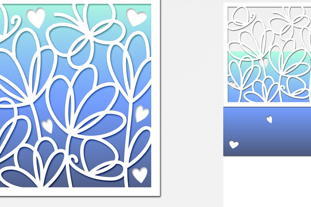 Intra απο ξύλο plywood 3mm-4mm πάχος 3d Flowers Shadow Box, 3d Layered Card Δίασταση 8x8 cm INTRAFABR-75314197