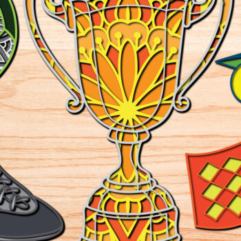 Intra απο ξύλο plywood 3mm-4mm πάχος Τρισδιάστατη δέσμη ποδοσφαίρου Sports Layer Cut Δίασταση 15x15 cm INTRAFABR-25427919 - Image 1