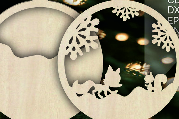 Intra απο ξύλο plywood 3mm-4mm πάχος Τρισδιάστατα χριστουγεννιάτικα στολίδια με στρώσεις αλεπούς Δίασταση 8x8 cm INTRAFABR-106158562