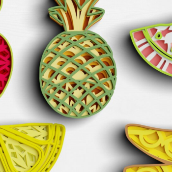 Intra απο ξύλο plywood 3mm-4mm πάχος 3D Fruits 4 στρώσεων Δίασταση 30x30 cm INTRAFABR-25280085 - Image 1