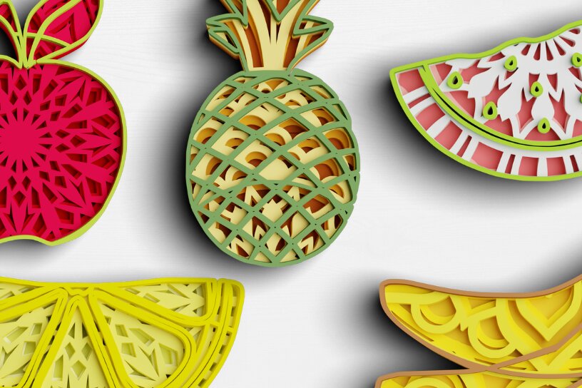 Intra απο ξύλο plywood 3mm-4mm πάχος 3D Fruits 4 στρώσεων Δίασταση 30x30 cm INTRAFABR-25280085