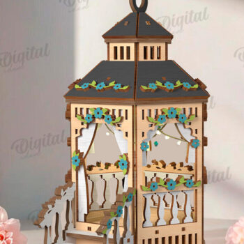 Intra απο ξύλο plywood 3mm-4mm πάχος 3D Gazebo Lantern Δίασταση 30x20 cm INTRAFABR-122128516 - Image 1