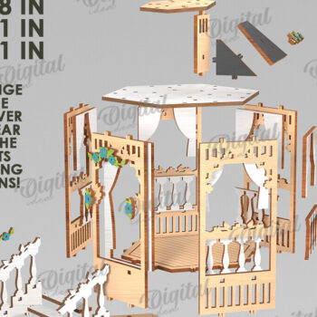 Intra απο ξύλο plywood 3mm-4mm πάχος 3D Gazebo Lantern Δίασταση 30x20 cm INTRAFABR-122128516 - Image 2