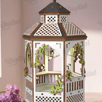 Intra απο ξύλο plywood 3mm-4mm πάχος 3D Gazebo Lantern Δίασταση 30x20 cm INTRAFABR-122128634 - Image 1