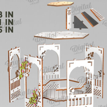 Intra απο ξύλο plywood 3mm-4mm πάχος 3D Gazebo Lantern Δίασταση 30x20 cm INTRAFABR-122128634 - Image 2