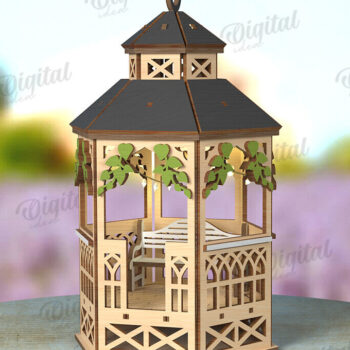 Intra απο ξύλο plywood 3mm-4mm πάχος 3D Gazebo Lantern Δίασταση 30x20 cm INTRAFABR-122128783 - Image 1