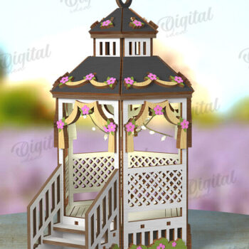 Intra απο ξύλο plywood 3mm-4mm πάχος 3D Gazebo Lantern Δίασταση 30x20 cm INTRAFABR-122128983 - Image 1