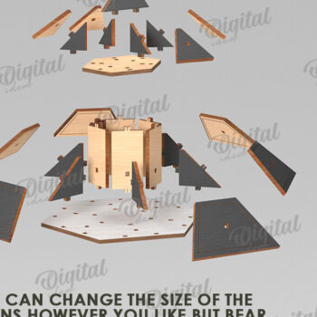 Intra απο ξύλο plywood 3mm-4mm πάχος 3D Gazebo Lantern Δίασταση 30x20 cm INTRAFABR-122128983 - Image 3