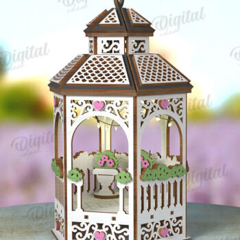 Intra απο ξύλο plywood 3mm-4mm πάχος 3D Gazebo Lantern Δίασταση 30x20 cm INTRAFABR-122128485 - Image 1