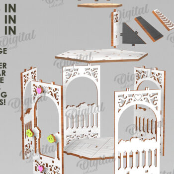 Intra απο ξύλο plywood 3mm-4mm πάχος 3D Gazebo Lantern Δίασταση 30x20 cm INTRAFABR-122128485 - Image 2