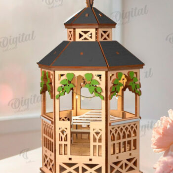 Intra απο ξύλο plywood 3mm-4mm πάχος Κόψιμο με λέιζερ με δέσμη 3D Gazebo Lanterns Δίασταση 30x20 cm INTRAFABR-121991667 - Image 4