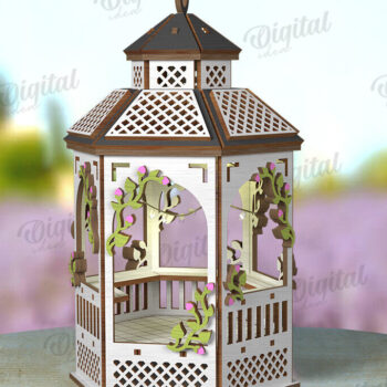 Intra απο ξύλο plywood 3mm-4mm πάχος Κόψιμο με λέιζερ με δέσμη 3D Gazebo Lanterns Δίασταση 30x20 cm INTRAFABR-121991667 - Image 8