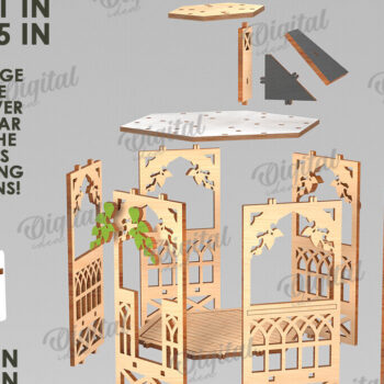 Intra απο ξύλο plywood 3mm-4mm πάχος Κόψιμο με λέιζερ με δέσμη 3D Gazebo Lanterns Δίασταση 30x20 cm INTRAFABR-121991667 - Image 11