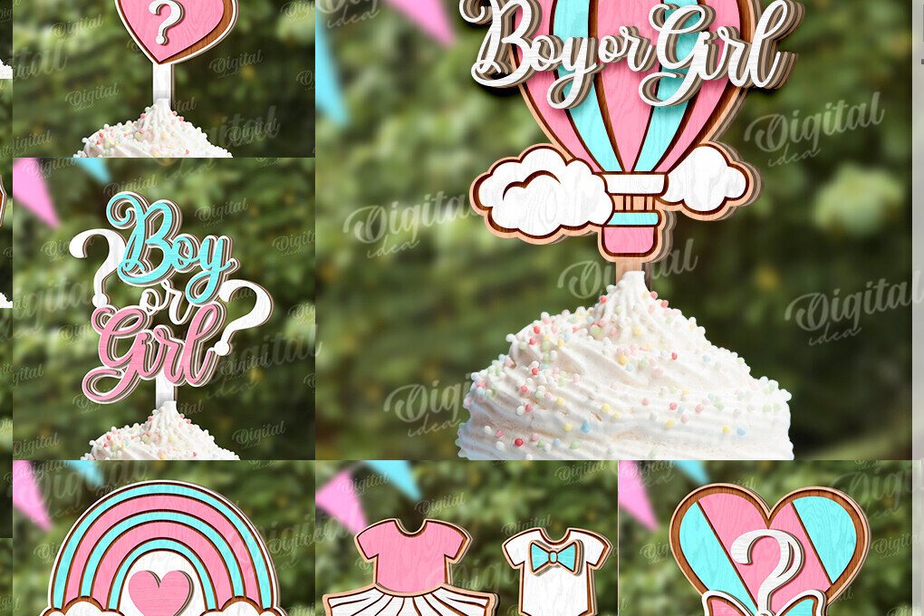 Intra απο ξύλο plywood 3mm-4mm πάχος 3D Gender Reveal Cake Δίασταση 30x20 cm INTRAFABR-123495725