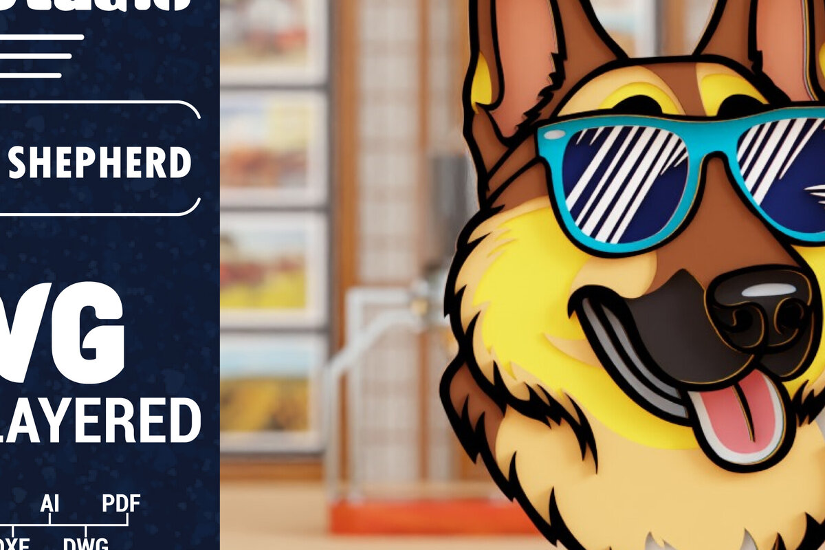 Intra απο ξύλο plywood 3mm-4mm πάχος 3D German Shepherd  Papercut Δίασταση 1500x1500 cm INTRAFABR-101126683