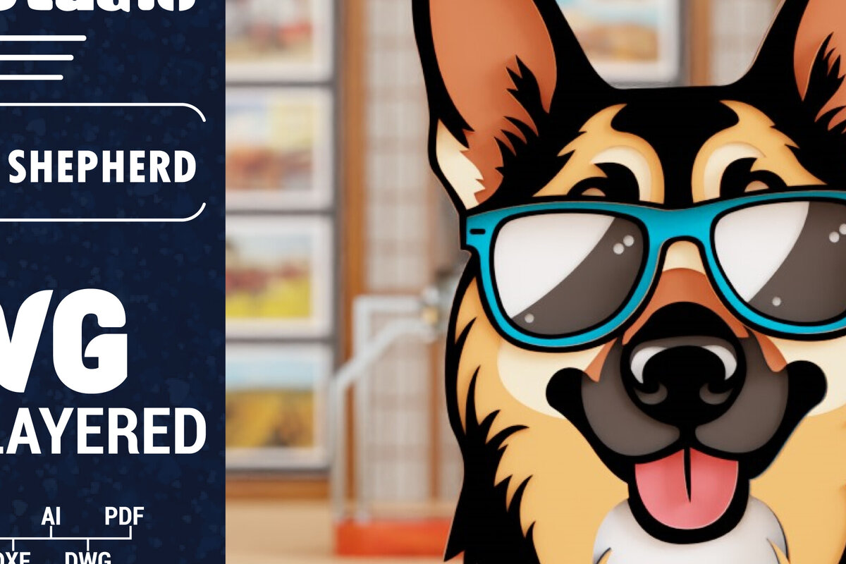 Intra απο ξύλο plywood 3mm-4mm πάχος 3D German Shepherd  Papercut Δίασταση 1500x1500 cm INTRAFABR-101126678