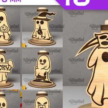 Intra απο ξύλο plywood 3mm-4mm πάχος Δέσμη 3D Ghost Candle Holder Δίασταση 15x15 cm INTRAFABR-105569430 - Image 1