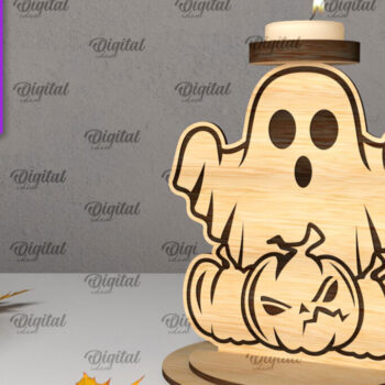 Intra απο ξύλο plywood 3mm-4mm πάχος Δέσμη 3D Ghost Candle Holder Δίασταση 15x15 cm INTRAFABR-105569430 - Image 3