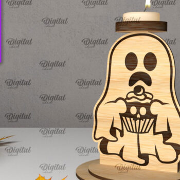 Intra απο ξύλο plywood 3mm-4mm πάχος Δέσμη 3D Ghost Candle Holder Δίασταση 15x15 cm INTRAFABR-105569430 - Image 6