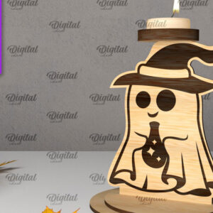 Intra απο ξύλο plywood 3mm-4mm πάχος 3D Ghost Candle Holder . Στοιχειωμένος Δίασταση 15x15 cm INTRAFABR-105569764