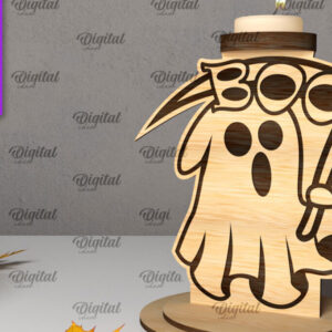 Intra απο ξύλο plywood 3mm-4mm πάχος 3D Ghost Candle Holder . Στοιχειωμένος Δίασταση 15x15 cm INTRAFABR-105569581
