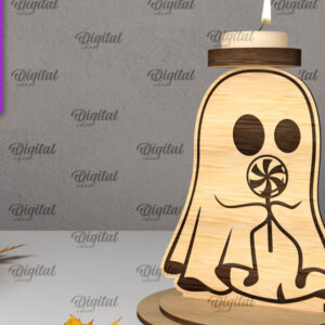 Intra απο ξύλο plywood 3mm-4mm πάχος 3D Ghost Candle Holder . Στοιχειωμένος Δίασταση 15x15 cm INTRAFABR-105569643