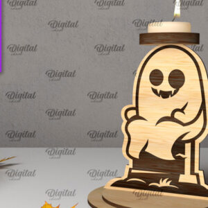 Intra απο ξύλο plywood 3mm-4mm πάχος 3D Ghost Candle Holder . Στοιχειωμένος Δίασταση 15x15 cm INTRAFABR-105569693