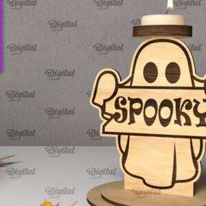 Intra απο ξύλο plywood 3mm-4mm πάχος 3D Ghost Candle Holder . Στοιχειωμένος Δίασταση 15x15 cm INTRAFABR-105569708