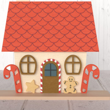 Intra απο ξύλο plywood 3mm-4mm πάχος 3D Gingerbread House Cut  Decor Δίασταση 30x20 cm INTRAFABR-107875579 - Image 1