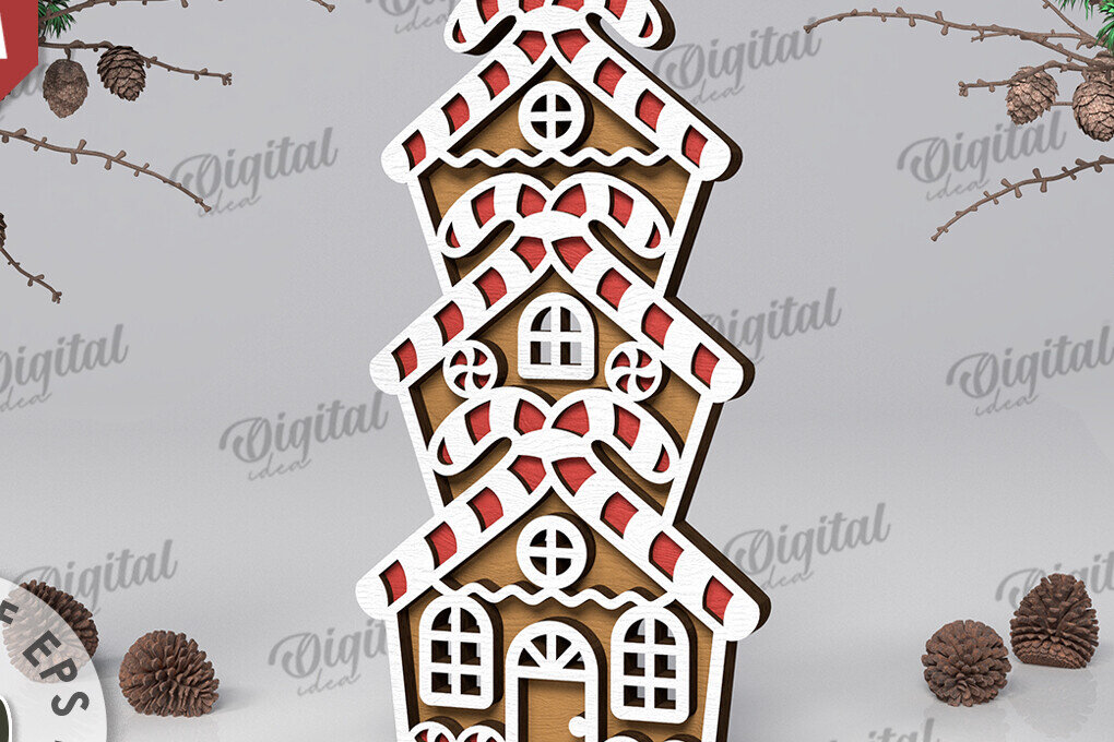 Intra απο ξύλο plywood 3mm-4mm πάχος με βάση 3D Gingerbread Stand Δίασταση 30x20 cm INTRAFABR-109883225