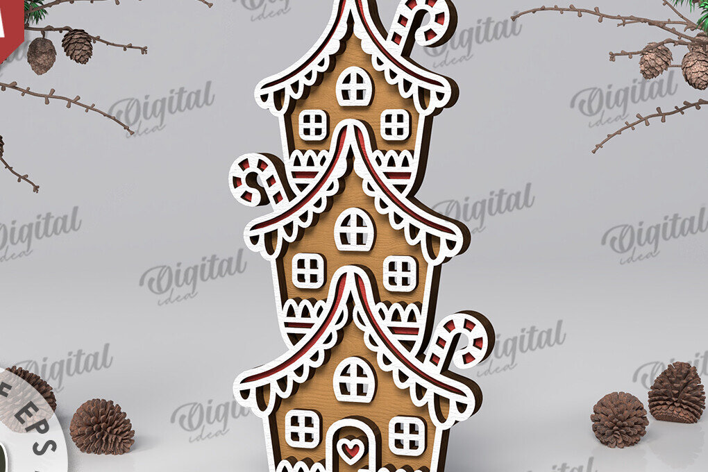 Intra απο ξύλο plywood 3mm-4mm πάχος με βάση 3D Gingerbread Stand Δίασταση 30x20 cm INTRAFABR-109882865