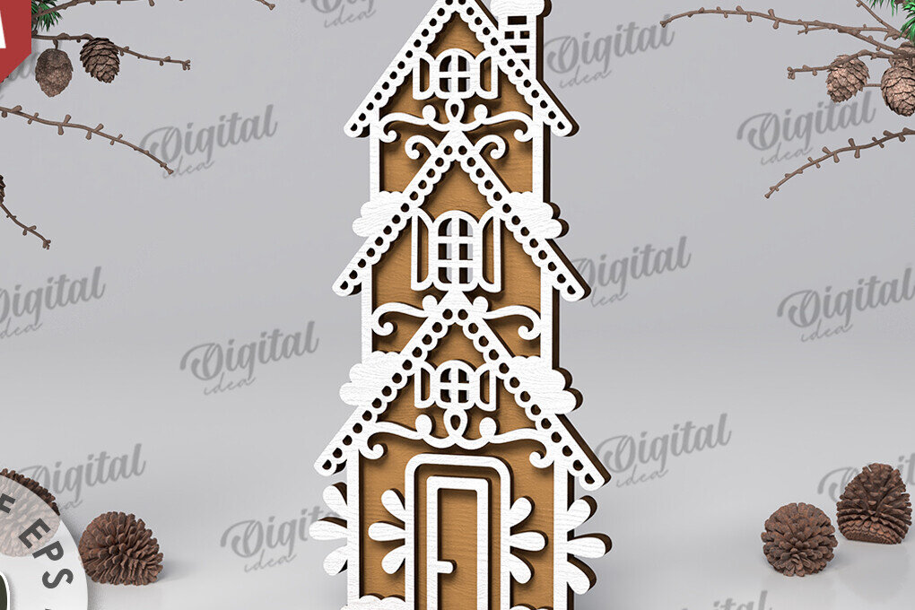 Intra απο ξύλο plywood 3mm-4mm πάχος με βάση 3D Gingerbread Stand Δίασταση 30x20 cm INTRAFABR-109882902