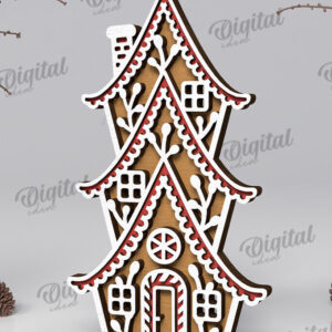 Intra απο ξύλο plywood 3mm-4mm πάχος με βάση 3D Gingerbread Stand Δίασταση 30x20 cm INTRAFABR-109882922