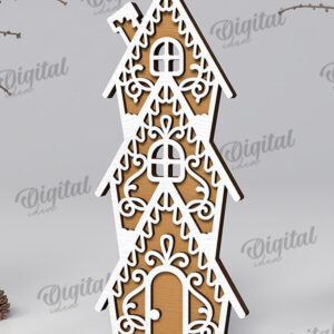 Intra απο ξύλο plywood 3mm-4mm πάχος με βάση 3D Gingerbread Stand Δίασταση 30x20 cm INTRAFABR-109883080