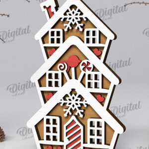 Intra απο ξύλο plywood 3mm-4mm πάχος με βάση 3D Gingerbread Stand Δίασταση 30x20 cm INTRAFABR-109883188