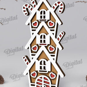 Intra απο ξύλο plywood 3mm-4mm πάχος με βάση 3D Gingerbread Stand Δίασταση 30x20 cm INTRAFABR-109883220