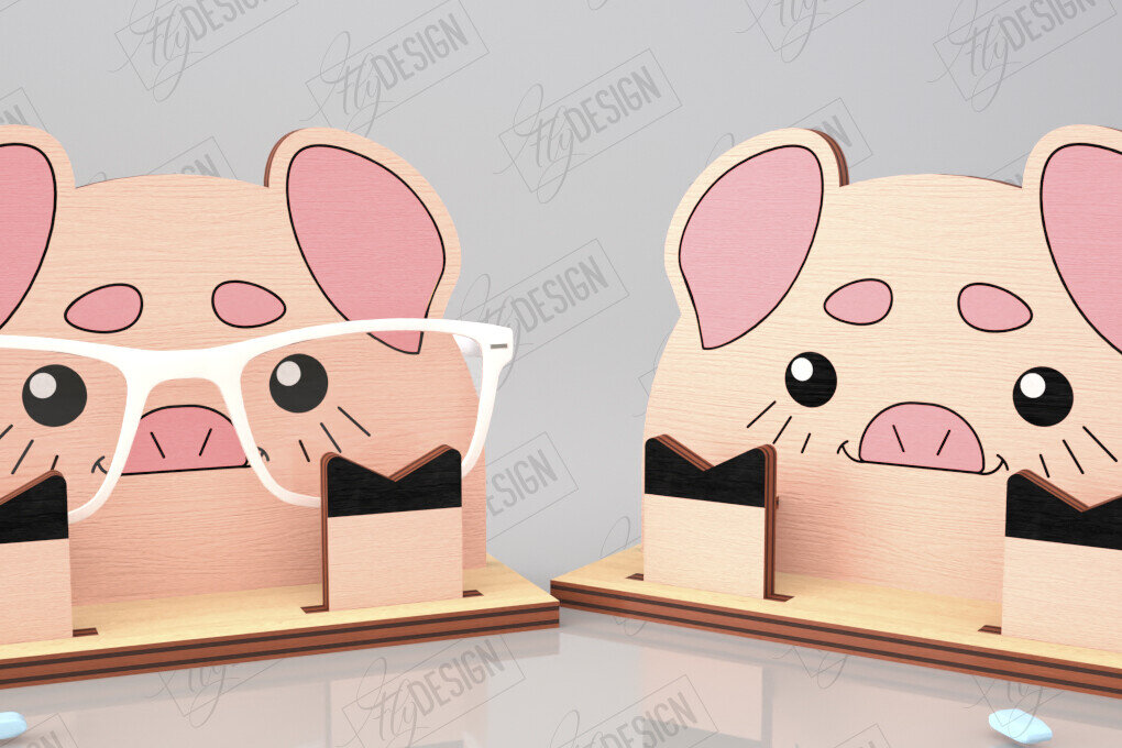 Intra απο ξύλο plywood 3mm-4mm πάχος Τρισδιάστατη θήκη γυαλιών κοπής με λέιζερ | Πρόσωπο Χοίρου Δίασταση 15x15 cm INTRAFABR-121358995