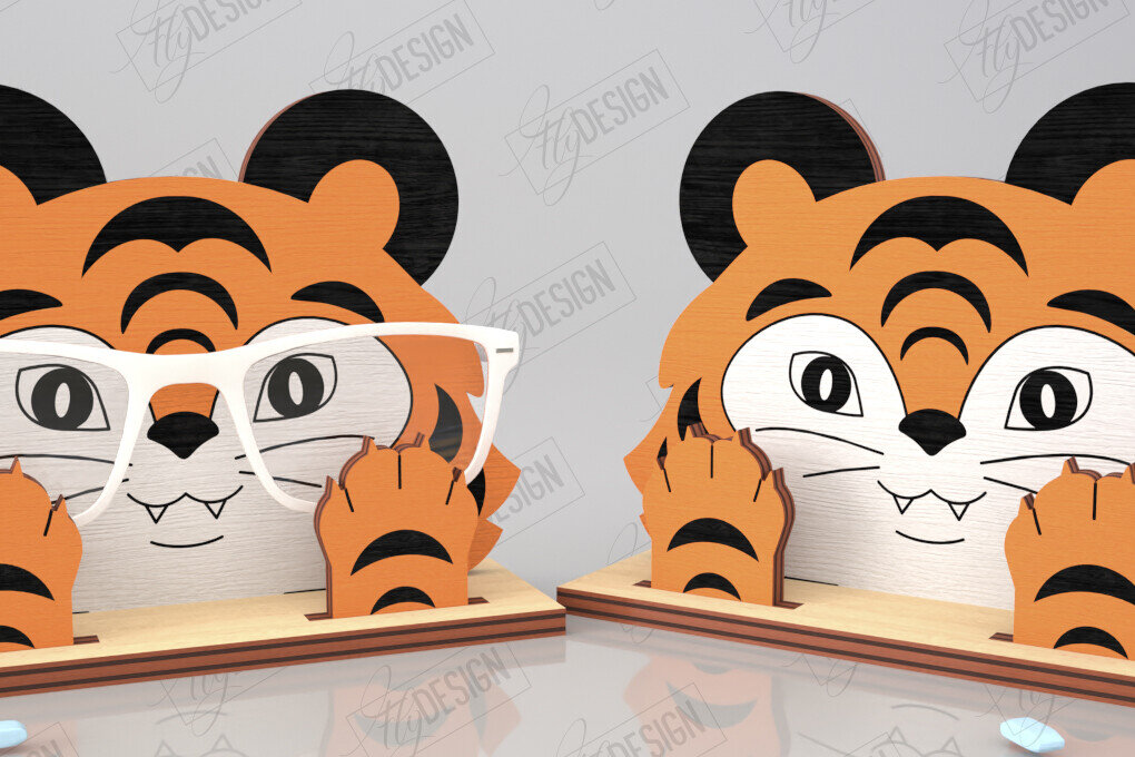 Intra απο ξύλο plywood 3mm-4mm πάχος Τρισδιάστατη θήκη γυαλιών κοπής με λέιζερ | Τίγρη Δίασταση 15x15 cm INTRAFABR-121597553