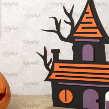 Intra απο ξύλο plywood 3mm-4mm πάχος Τρισδιάστατο Gnome Halloween House με λέιζερ Δίασταση 15x15 cm INTRAFABR-106602623 - Image 1