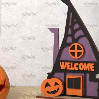 Intra απο ξύλο plywood 3mm-4mm πάχος Τρισδιάστατο Gnome Halloween House με λέιζερ Δίασταση 15x15 cm INTRAFABR-106602131 - Image 1