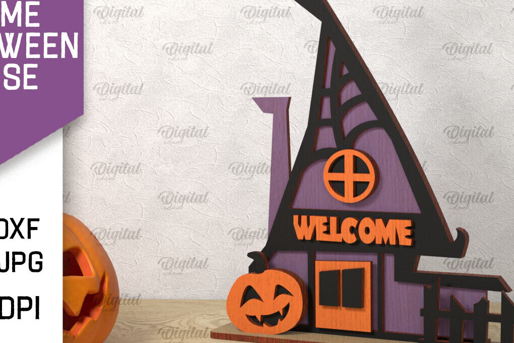 Intra απο ξύλο plywood 3mm-4mm πάχος Τρισδιάστατο Gnome Halloween House με λέιζερ Δίασταση 15x15 cm INTRAFABR-106602131 - Image 1
