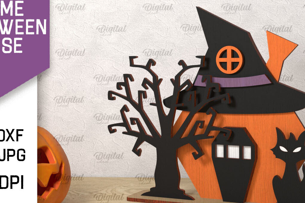 Intra απο ξύλο plywood 3mm-4mm πάχος Τρισδιάστατο Gnome Halloween House με λέιζερ Δίασταση 15x15 cm INTRAFABR-106602175 - Image 1