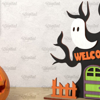Intra απο ξύλο plywood 3mm-4mm πάχος Τρισδιάστατο Gnome Halloween House με λέιζερ Δίασταση 15x15 cm INTRAFABR-106602280 - Image 1