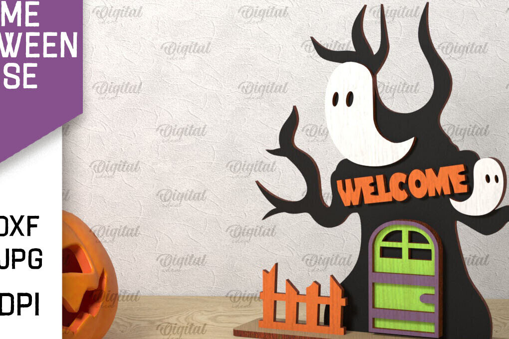 Intra απο ξύλο plywood 3mm-4mm πάχος Τρισδιάστατο Gnome Halloween House με λέιζερ Δίασταση 15x15 cm INTRAFABR-106602280 - Image 1