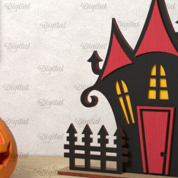 Intra απο ξύλο plywood 3mm-4mm πάχος Τρισδιάστατο Gnome Halloween House με λέιζερ Δίασταση 15x15 cm INTRAFABR-106602427 - Image 1