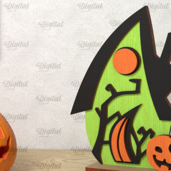 Intra απο ξύλο plywood 3mm-4mm πάχος Τρισδιάστατο Gnome Halloween House με λέιζερ Δίασταση 15x15 cm INTRAFABR-106602584 - Image 1